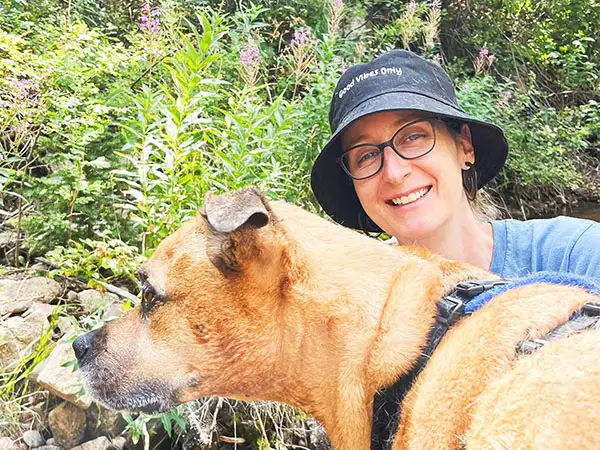 Cosmic Dog Training, Kathleen and Koda in Boulder Creek, Boulder, Colorado.